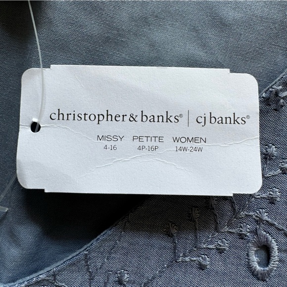 Christopher & Banks NWT Denim Chambray Eyelet Modest Midi Sleeveless Dress Med - Picture 11 of 13